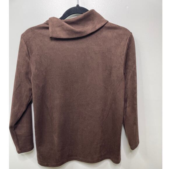 J. McLaughlin Clio Faux Suede Top Button Envelope Collar 3/4 Sleeve Brown XS - Picture 5 of 9
